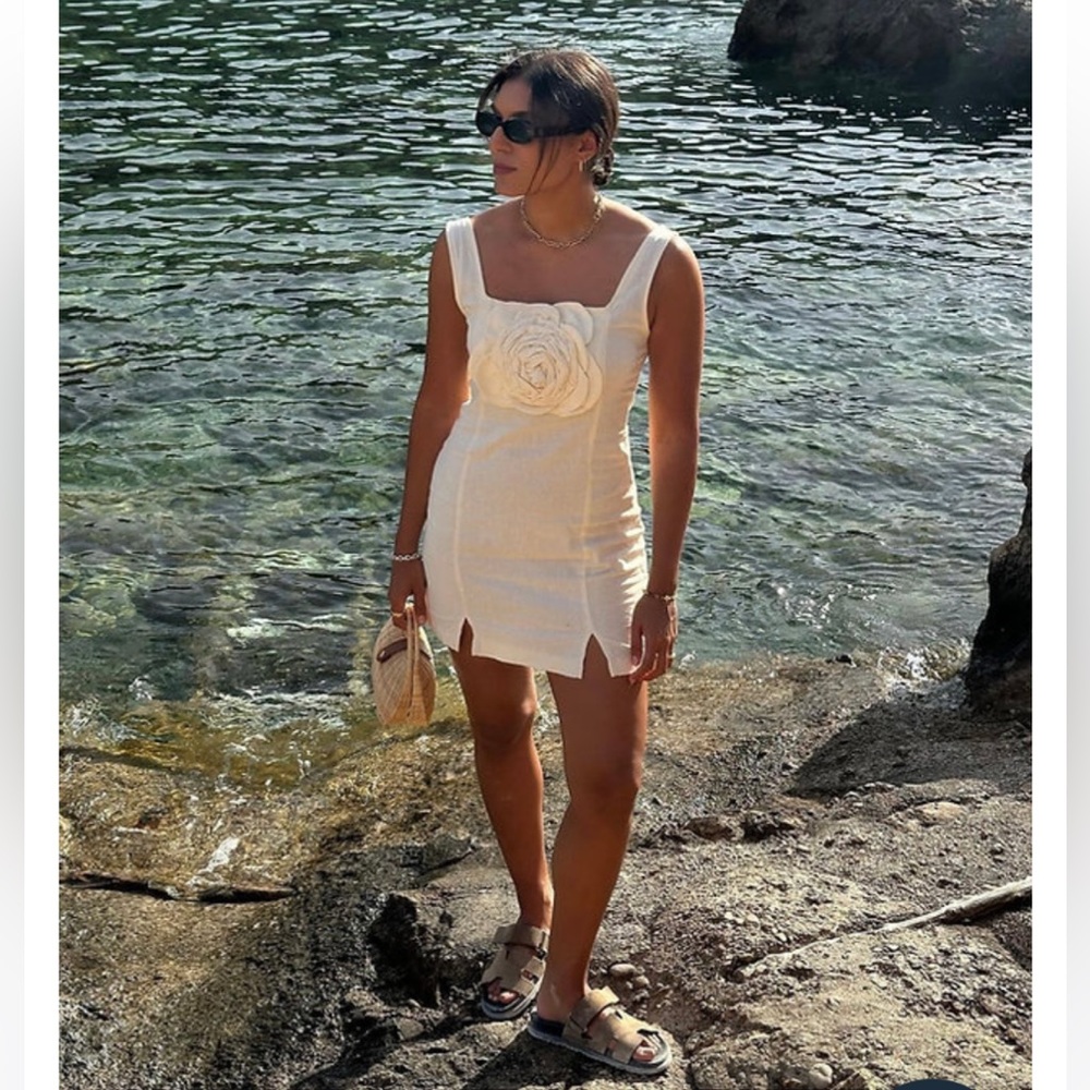White Linen Mini Dress